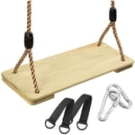 Balançoire en Bois Enfant Adulte Siège de Balançoire en Bois avec Corde de Chanvre Réglable Siège Swing Outdoor