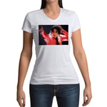 T-Shirt Femme Col V Michael Jackson Concert 2002 Chanteur Pop Star Celebrite