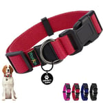 Collier Chiot, Collier pour Chien en Coton Doux, Collier Chat Anti étranglement Réglable, Collier Accessoires avec Médaille Amovible pour Chiot Petit Animal Moyen Grande, 40-60/2,5cm (L), Rouge