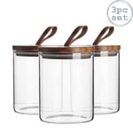 Scandi Storage Jar with Leather Loop Lid 750ml Pack of 3