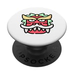 Barong Masque de lion mythologie balinaise Roi des esprits PopSockets PopGrip Adhésif