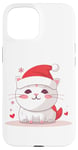 iPhone 15 White Christmas Cat | Cute Cartoon Holiday Kitten Kitty Case