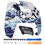 eXtremeRate LUNA Redesigned The Great Wave Front Shell Touchpad Compatible with ps5 Controller BDM-010 020 030 040 050, Replacement Custom Touch Pad Cover Compatible with ps5 Controller