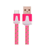 Cable Noodle Type C pour JBL FLIP 5 Chargeur Android USB 1,5m Connecteur Tresse - ROSE BONBON