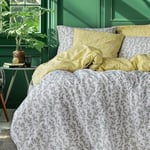 LERUUM Housse De Couette Imprimée 220x240 Kaki Jaune Coton Réversible Motif de Feuilles Parure De Lit Housse (Vert Olive 240x220 +2(65x65)