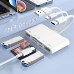 Lecteur De Carte Sd 5 En 1 Pour Iphone, Lecteur De Carte Mémoire Usb/Usb C Vers Carte Sd/Tf, Adaptateur Usb Otg Vers Carte Sd Avec Port De Charge Pour Iphone/Ipad/Macbook/Samsung/P[LEC200221]