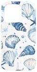 Coque pour iPhone 15 Pro Été côtier bleu coquillage, étoile de mer, femme