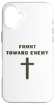 iPhone 16 Plus Front Toward Enemy – Christian Faith Military Cross of Jesus Case