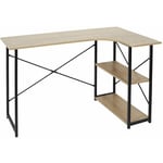 Altobuy - biwo - Bureau d'Angle Noir et Naturel avec 2 Tablettes