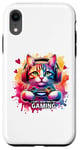 Coque pour iPhone XR Chat gamer rétro avec casque : Can't Hear You, I'm Gaming!