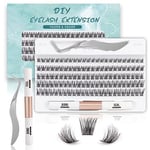 SISILILY Lash Extension Kit-Individual Lashes with Bond and Seal-120 Lash Clusters DIY False Eyelashes Natural Cluster Lashes with Eyelash Glue and Lash Tweezers C D Curl 10/12/14/15/16mm（DM17-mix)