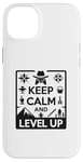 Coque pour iPhone 14 Plus Keep Calm and Level Up Gamer pour les joueurs amusants