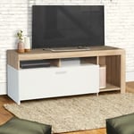 Idmarket - Meuble tv 110 cm malo bois et placard blanc