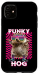 Coque pour iPhone 11 Funky Hog, joli hérisson, disco, danse, rave trance