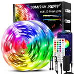 IKERY 30M Ruban LED, LED Bande APP Smartphone Bluetooth Contrôlé, RGB 5050 SMD Led Ruban Bande Lumineuse Multicolore Convient pour la chambre à coucher, la vitrine, la décoration de bar, etc.(30M)