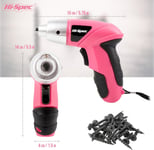 Pink 3.6V Cordless Electric Screwdriver Set 27 Pcs, LED Light, Rechargeable Batt