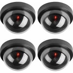 Caméras factices avec Panneau Solaire, Fausse de Sécurité Caméra CCTV avec LED Lumière pour Usage Intérieur Extérieur (4 Pack, Argent)