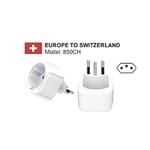 Adaptateur de voyage Suisse/Liechtenstein vers UE - 3 Broches Suisse vers 2 Broches UE - Blanc - Zenitech