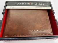 TOMMY HILFIGER BROWN LEATHER BIFOLD WALLET NEW IN GIFT BOX  RFID PROTECTION