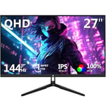 Z-Edge 27 Inch QHD Gaming Monitor 144Hz(DP) 2K 1ms MPRT 2560x1440 IPS Black, 100% sRGB, 16:9 LED Monitor, 350cd/m² Brightness, FreeSync HDR10, DisplayPort1.4 & HDMI2.0, Support VESA 100x100mm