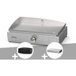 La Plancha Inox 160 électrique + housse de protection + couvercle Le Marquier