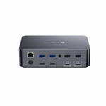 AV Access-dokkingstasjon og KVM-svitsj 2 til 2 USB-C til HDMI, 4K60Hz, 6x USB-A, 1x USB-C PD 100W, 1x 3,5 mm AUX, 1x SD-kortleser, 2x60W PD