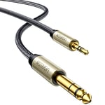 UGREEN Câble Audio Jack 3.5mm vers 6.35mm Câble Jack Stéréo Nylon Tressé Compatible avec Piano Électronique Amplificateur de Guitare Table de Mixage Ordinateur Smartphone Casque Chaîne HiFi (2M)