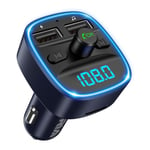 ORIA Bluetooth FM Transmitter for Car, Wireless in-Car Radio Adapter Car Kit, Universal Car Charger with Dual USB Charging (5V/2.4A & 1A), Hands-Free Calling, Music Player Supports TF Card & USB Disk