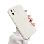 Newseego Coque Compatible avec iPhone 12, Coque Or Mignon Motif Coeur d'amour Coque iPhone 12 en Silicone Liquide Souple avec Petits Coeurs sur Le Côté Coque de Protection Antichoc pour iPhone 12