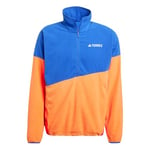 adidas Men's Terrex Multi CLIMAWARM Fleece Anorak, Semi Lucid Blue/Semi Impact Orange/Pure Ruby, S