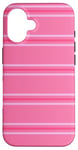 Coque pour iPhone 16 Rose rayé Girly Esthétique Preppy Stripe