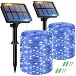 Lot de 2 Guirlande Solaire Exterieur, 15+2m 150LED Guirlande Lumineuse Exterieure Solaire Étanche 8 Modes, Guirlande Extérieure Solaire Décoration pour Jardin Terrasse Cour Maison Noël Mariage Fête