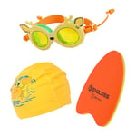 Endless Kids Swimming Adventure Set – Fun Goggles, Playful Cap & Sturdy Kickboard| Anti-Fog, UV Protection | Cartoon Printed | Durable|Ideal for Boys & Girls | Perfect for Swim Lessons & Pool Playtime