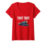 Womens Toot Toot Funny Christmas Holiday Train Festive Artwork V-Neck T-Shirt