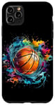 Coque pour iPhone 11 Pro Max Entraînement de joueur de basket-ball Splash Art