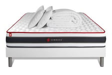 Pack sommier tapissier matelas  Ressorts ensachés et mémoire de forme avec couette et orei