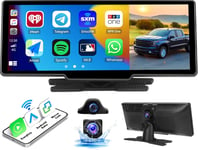 Autoradio Portable Sans Fil A-Pple Carplay Et Android Auto,Ecran Tactile 10.26 Pouces Avec Navi Bluetooth Mirror Link Fm/Aux/Type-C+2,5K-Dashcam Avant+1080P Camera De Recul+Camera