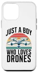 Coque pour iPhone 12 mini Just A Boy Who Loves Drones Drone Lover Pilote d'antenne amusant