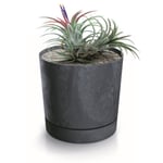 Botle Pot De Fleur Rond Anthracite Plastique Beton Effect Cache Pot 37,5 Cm Decoratif Bac A Plantes Avec Soucoupe Fleurs