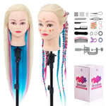 Neverland Têtes d'exercice 66cm coloré Tête À Coiffer 100% de Cheveux Synthétiques Coiffure Cosmétologie Pratique Mannequin Poupée avec Support+Ensemble de Tress