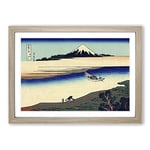 Big Box Art Hokusai Japanese Oriental Musashi Province Framed Wall Art Picture Print Ready to Hang, Oak A2 (62 x 45 cm)