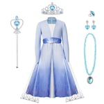 AUYAO Deguisement Robe Reine des Neiges Costume Elsa, Robe de Princesse Costume de Cosplay de Princesse Manches Longues Reines des Neiges Costume Baguette Magique Noël Carnaval Halloween(6-7 anni