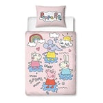 Character World Peppa Pig Official Toddler Cot Bed Duvet Cover Set | Playful Design Reversible 2 Sided Junior Bedding Including Matching Pillow Case | Polycotton