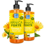 Gel concentré d'Arnica FORTE 90% d'extrait d'Arnica BIO issu de l'Agriculture Biologique. Gel de Massage pour les Muscles et les Articulations. Hydratant pour la Peau - Formato Familiar 2 x 200 ml