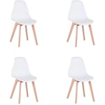 Lot de 4 chaises de Salle à Manger scandinaves - Blanc - pieds en hêtre - blanc - Wokaka