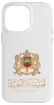 Coque pour iPhone 14 Pro Max Emblème doré du Royaume du Maroc avec drapeau du Maroc