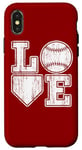 Coque pour iPhone X/XS Plaque vintage Love Baseball Mom Home pour amateurs de baseball