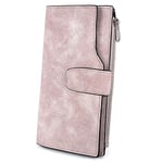 UTO Femme Portefeuille Blocage RFID Cuir Synthétique Porte Monnaie Matte Bien organisé Pratique Rosé