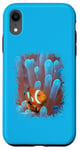 Coque pour iPhone XR T-shirt artistique avec photos et éclaboussures de poissons clowns en corail