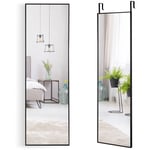 Miroir hd psyché mural miroir rectangulaire de grand format h 120 x l37 cm cadre argent en alliage d'aluminium noir